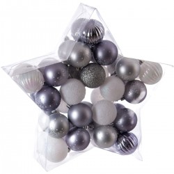 Féerie Christmas Kit de décoration pour Sapin de Noël Gris 40 pièces