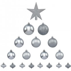 Féerie Christmas Kit de décoration pour Sapin de Noël Argent 18 pièces