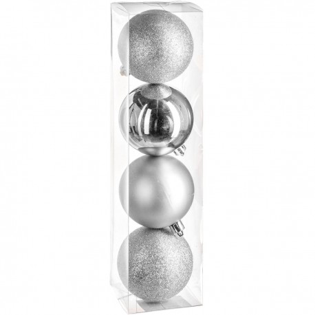 Féerie Christmas Kit de décoration pour Sapin de Noël Argent 4 pièces