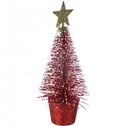 Féerie Christmas Sapin de Noël Pailletés - Rouge - 14cm