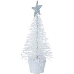 Féerie Christmas Sapin de Noël Pailletés - Blanc - 14cm