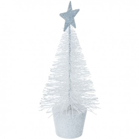 Féerie Christmas Sapin de Noël Pailletés - Blanc - 14cm