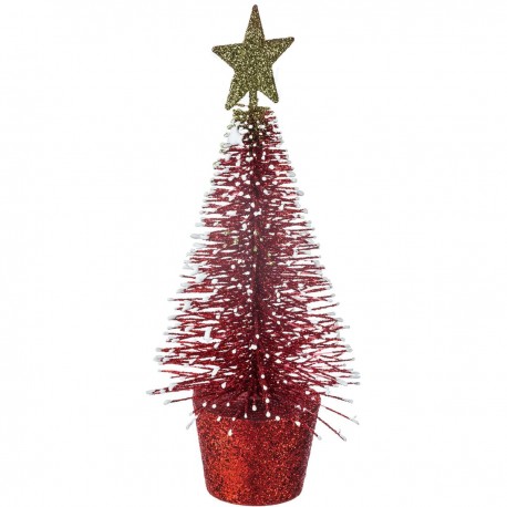 Féerie Christmas Sapin de Noël Pailletés - Rouge - 14cm (lot de 9)