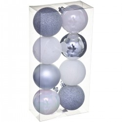 Féerie Christmas Kit de décoration pour Sapin de Noël Argent et Blanc 8 pièces (lot de 2)