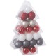 Kit de décoration pour Sapin de Noël Rouge Blanc et Argent 34 pièces (lot de 4)