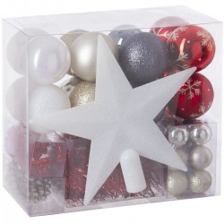 Féerie Christmas Kit de décoration pour Sapin de Noël Rouge Blanc et Or 44 pièces (lot de 2)