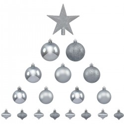 Féerie Christmas Kit de décoration pour Sapin de Noël Argent 18 pièces (lot de 2)