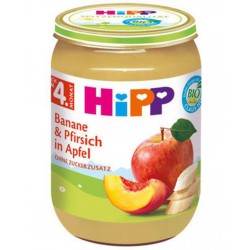 Hipp Nach 4 Monat Compote Banane & Pfirsch in Apfel 190g (carton de 6)