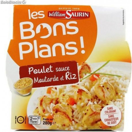 W.SAURIN Les bons plans poulet sauce moutarde et riz 280G