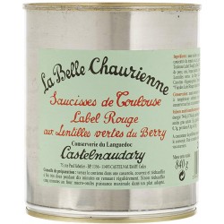 La Belle Chaurienne Saucisses de Toulouse Label Rouge aux Lentilles Vertes du Berry 840g