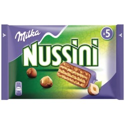 Milka Gaufrettes Nussini Chocolat Noisettes par 5 Barres 31,5g (lot de 6 soit 30 barres)