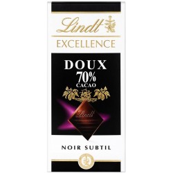 Lindt Excellence Noir Subtil Doux 70% Cacao 100g (lot de 6)