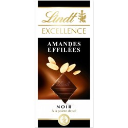 Lindt Excellence Noir à la Pointe de Sel Amandes Effilées 100g (lot de 4)