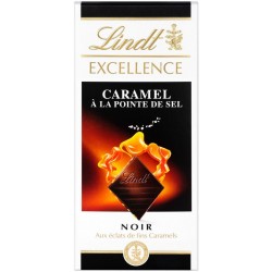 Lindt Excellence Noir aux Éclats de Fins Caramels à la Pointe de Sel 100g (lot de 4)