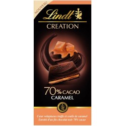 Lindt Création Coeur Voluptueux Truffe et Coulis de Caramel Chocolat Noir 70% Cacao 150g (lot de 4)