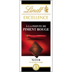 Lindt Excellence Noir à la Pointe de Piment Rouge 100g (lot de 4) 