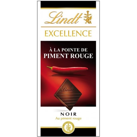 Lindt Excellence Noir à la Pointe de Piment Rouge 100g (lot de 4) 