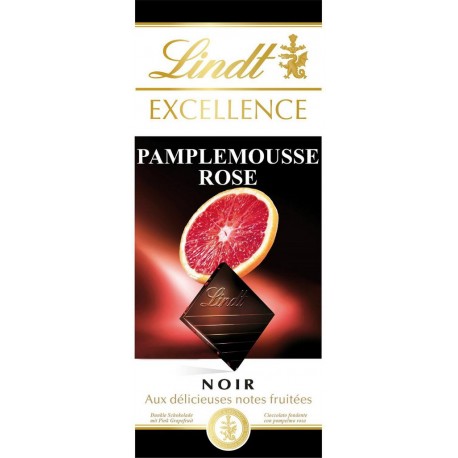 Lindt Excellence Noir aux Délicieuses Notes Fruitées Pamplemousse Rose 100g (lot de 4) 