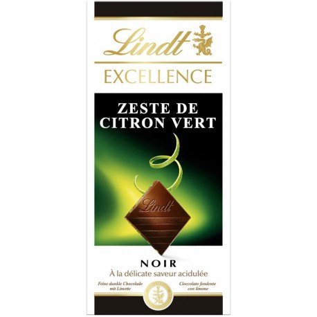 Lindt Excellence Noir à la Délicate Saveur Acidulée Zeste de Citron Vert 100g (lot de 6) 