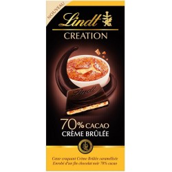 Lindt Création Coeur Craquant Crème Brûlée Caramélisée Enrobé d’un Fin Chocolat Noir 70% Cacao 140g (lot de 4)