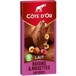 Côte d'Or Côte d’Or Lait Raisins & Noisettes Entières 180g (lot de 3)