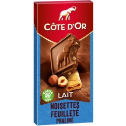 Côte d'Or Côte d’Or Lait Noisettes Feuilleté Praliné 180g (lot de 3)