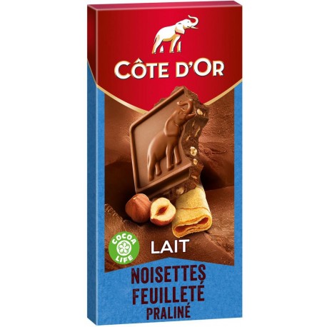 Côte d'Or Côte d’Or Lait Noisettes Feuilleté Praliné 180g (lot de 3)