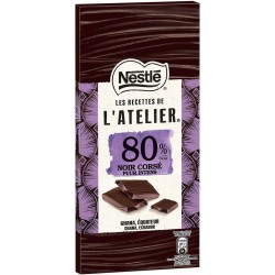 Nestlé Les Recettes de l’Atelier 80% Noir Corsé Ghana Équateur 100g (lot de 10)