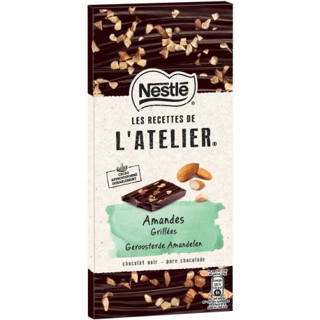 Nestlé Les Recettes de l’Atelier Amandes Grillées Chocolat Noir 115g (lot de 10)