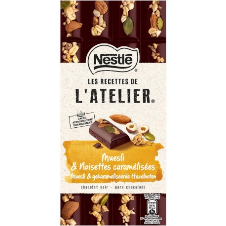 Nestlé Les Recettes de l’Atelier Muesli & Noisettes Caramélisées Chocolat Noir 170g (lot de 2)