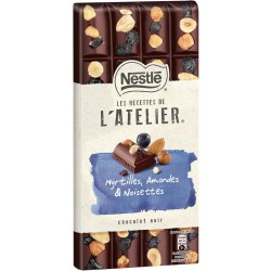 Nestlé Les Recettes de l’Atelier Myrtilles Amandes & Noisettes Chocolat Noir 195g (lot de 4)