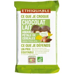 Ethiquable Chocolat Lait Amande Pétale de Céréales 100g (lot de 3)