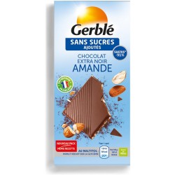 Gerblé Chocolat Extra Noir Amande Sans Sucres Ajoutés 80g (lot de 9)