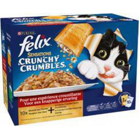 Felix Effilés en gelée aux viandes Sensation Crunchy les 10 sachets de 100g + 1 de 40g