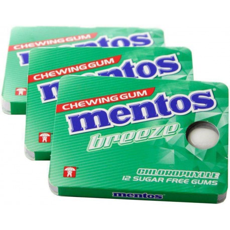 Mentos Gum Breeze Chlorophylle (lot économique de 3 paquets)