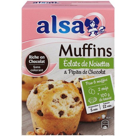 Alsa Préparation Muffins Chocolat Noisettes 280g