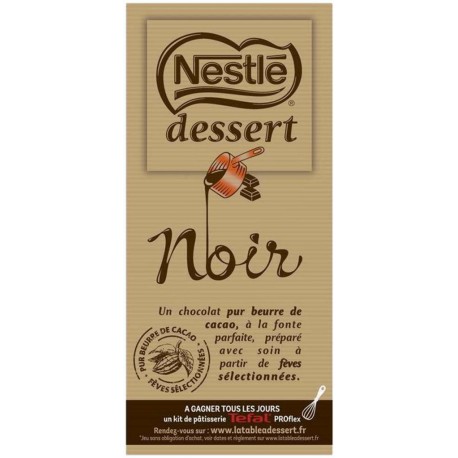 Nestlé Dessert Tablette Chocolat Noir 205g (lot de 3) (lot économique de 3 tablettes)