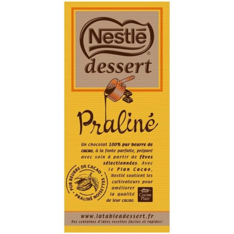 Nestlé Dessert Tablette Chocolat Praliné 170g (lot de 3) (lot économique de 3 tablettes)