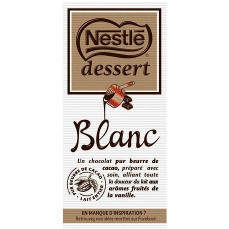 Nestlé Dessert Tablette Blanc 180g (lot de 3) (lot économique de 3 tablettes)