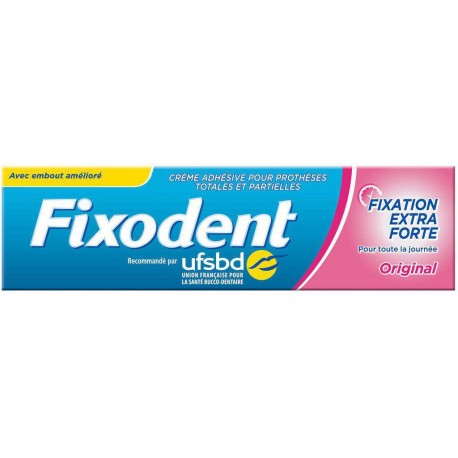 Fixodent Fixation Extra Forte Pour Toute La Journée Original 47g (lot de 3)