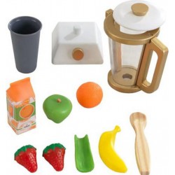 Kidkraft Ensemble dinette smoothie avec blender doré + accessoires - Jouet d'imitation