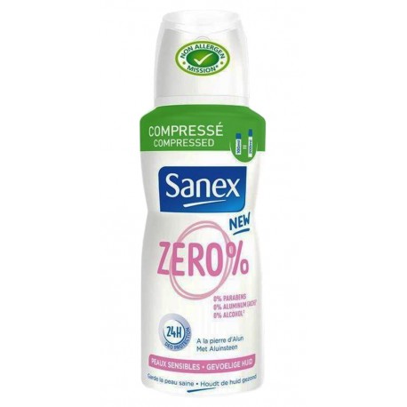 Sanex Zero% Déodorant Compressé Peaux Sensibles 100ml (lot de 5)