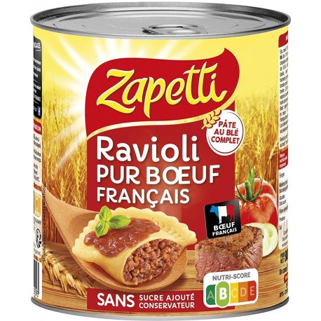 Zapetti Ravioli Pur Bœuf Français Blé Complet 4/4 800g  (lot de 3)