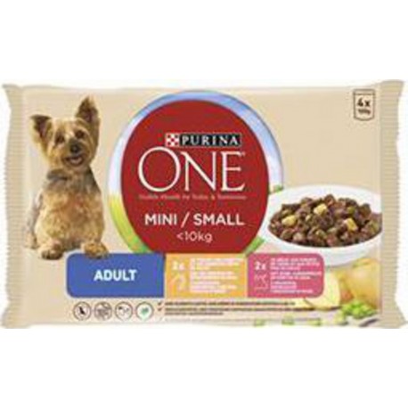 Purina One Repas pour chien mini adulte Bœuf Poulet 4 sachet de 100g