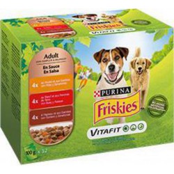 Friskies Pâtée en sauce poulet-bœuf-agneau pour chiens adultes 12x100g 1.2Kg