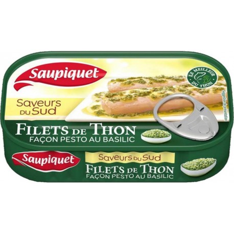 Saupiquet Filets de Thon Saveurs du Sud au Pesto au Basilic 115g (lot de 5)