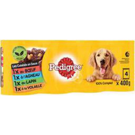 Pedigree Les Cuisinés en sauce petits légumes pour Chiens 4 boîtes de 400g