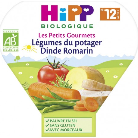 Hipp Biologique Plat bébé dès 12 mois, légumes dinde