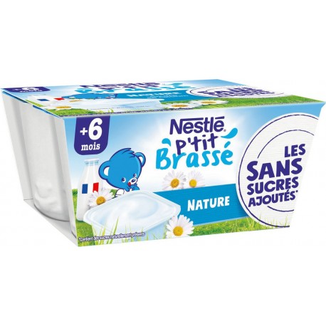 Nestlé P Tit Brasse Dessert pour bébé dès 6 mois, brassé nature P'TIT BRASSE