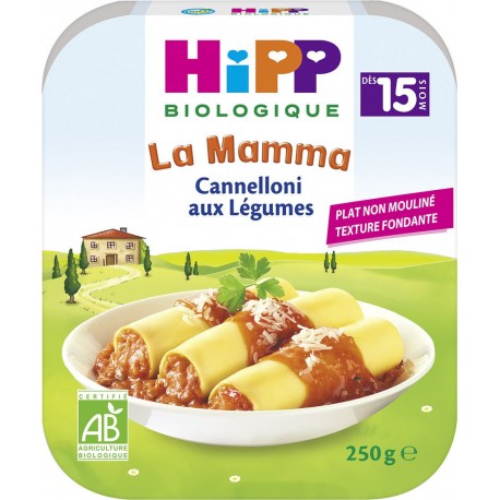 Hipp Biologique Plat bébé dès 15 mois, cannelloni légumes